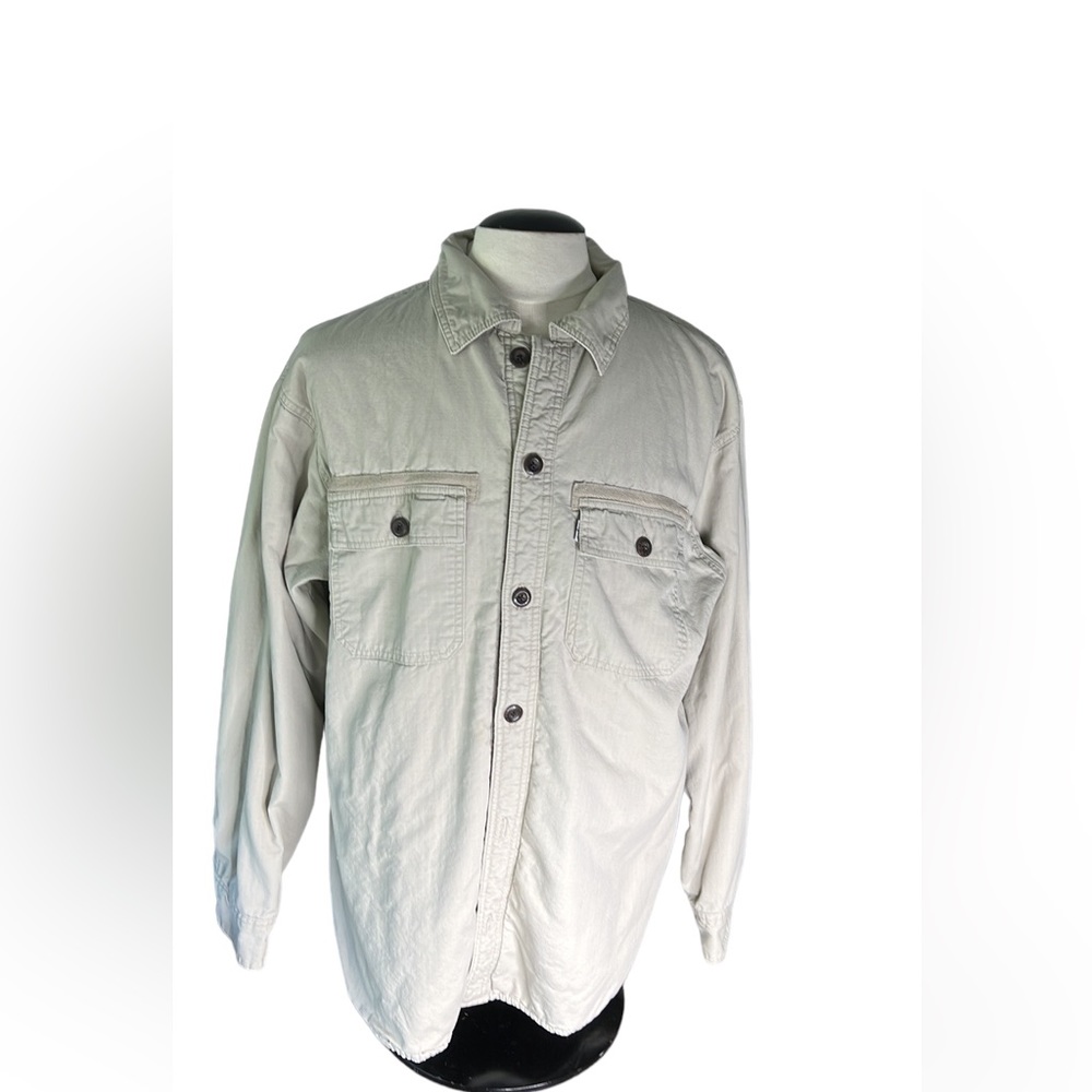 Men’s Levi’s Vintage Beige Fleece lined Button Down Cotton Work Shirt large